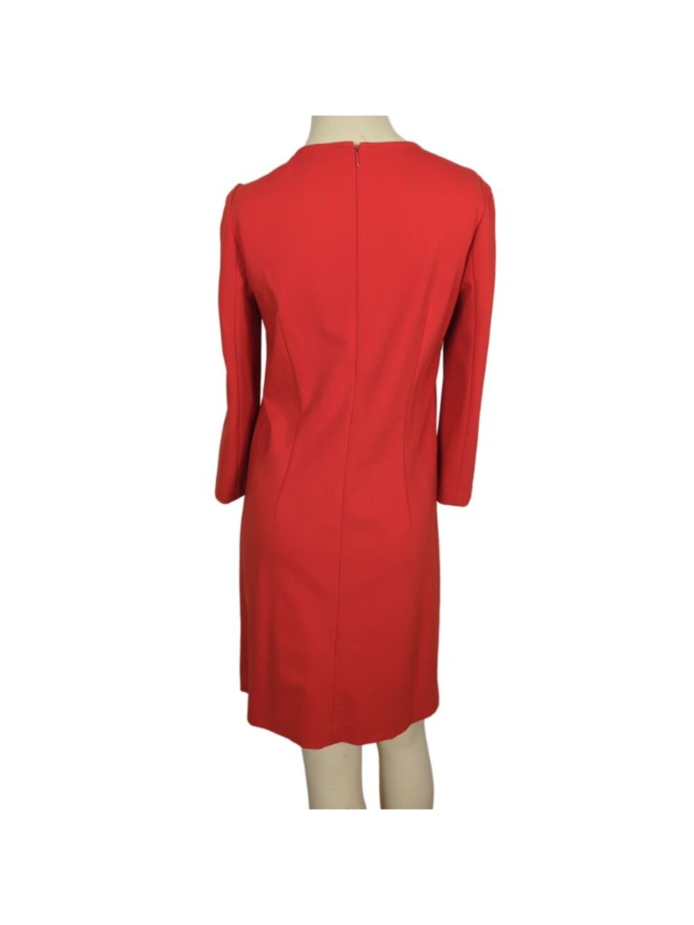 Jaeger London Dress Womens 6 Red Orange Sheath Stretch Long Sleeve Career - Picture 3 of 15